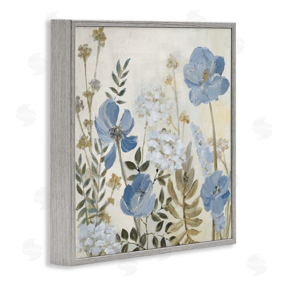 Lanie Loreth Peaceful Blue Iris Garden Gray Framed Giclee Wall Art Print