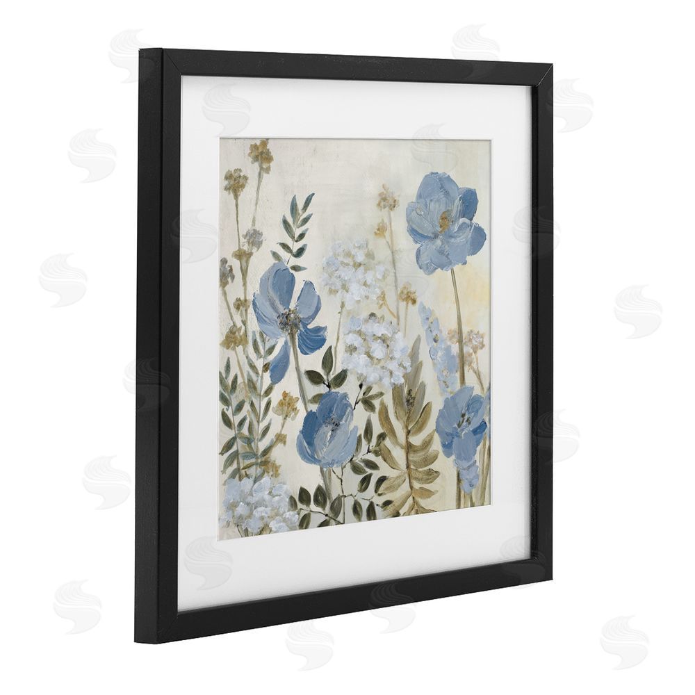 Lanie Loreth Peaceful Blue Iris Garden Black Framed Print Under Glass Wall Art