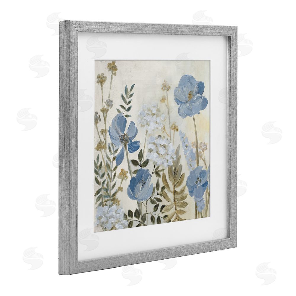 Lanie Loreth Peaceful Blue Iris Garden Gray Framed Print Under Glass Wall Art