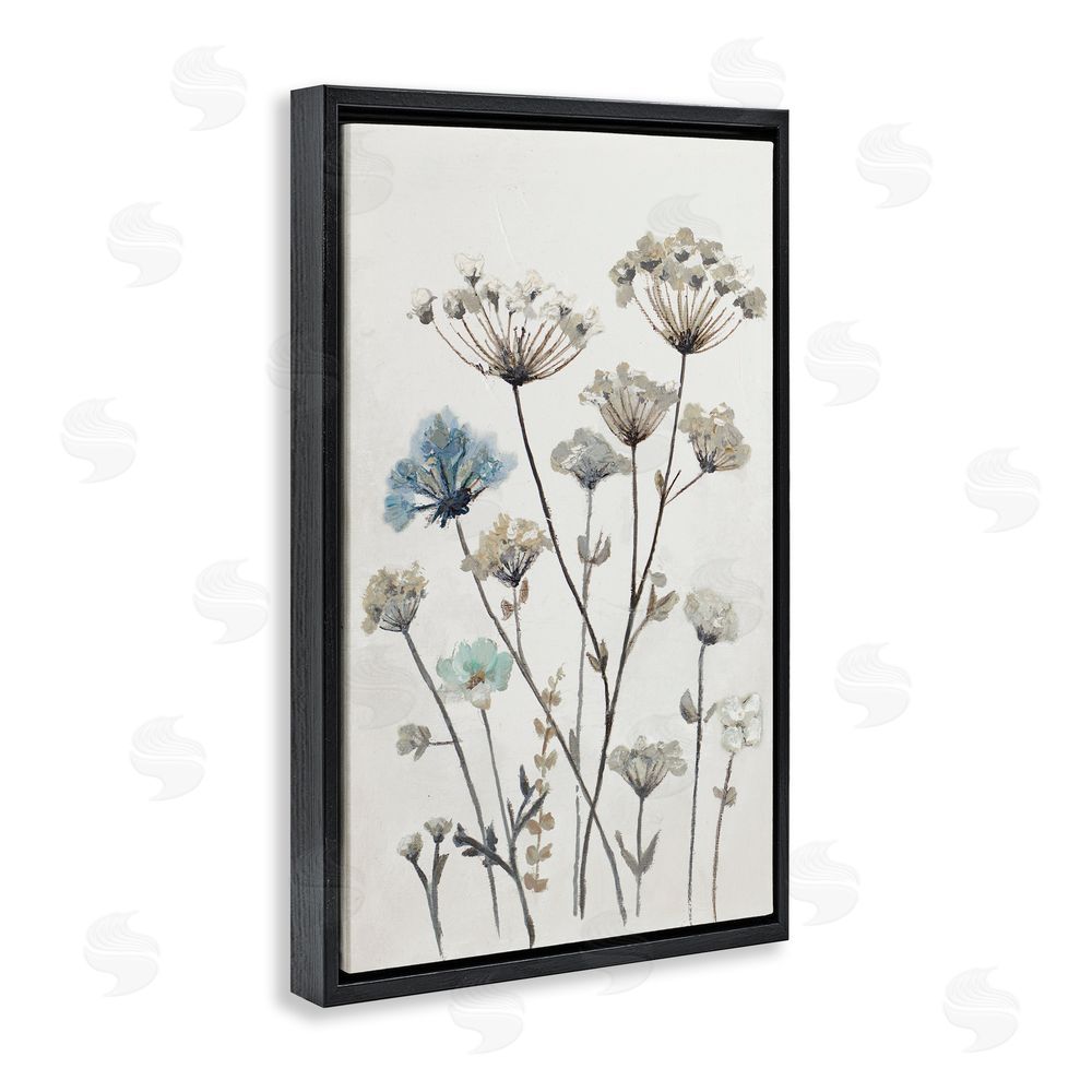 Patricia Pinto Neutral Jardin Azul Black Floating Frame Canvas Wall Art Print