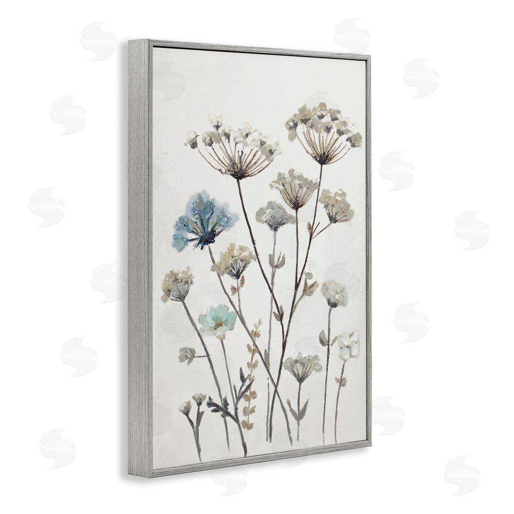 Patricia Pinto Neutral Jardin Azul Gray Framed Giclee Wall Art Print