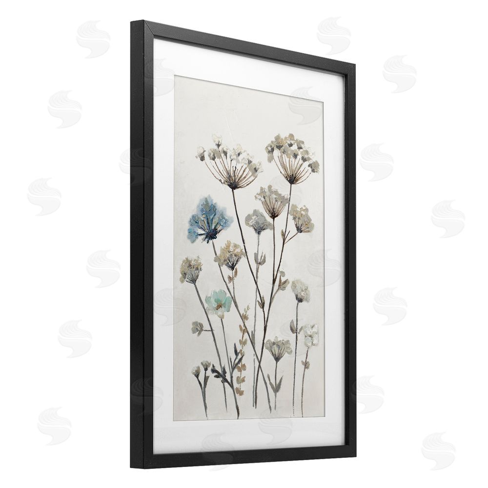 Patricia Pinto Neutral Jardin Azul Black Framed Print Under Glass Wall Art