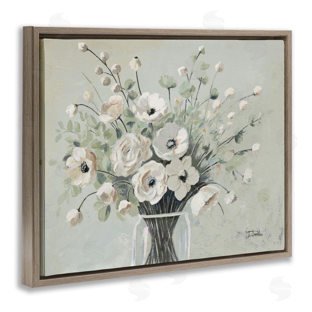 Patricia Pinto Siempre Bella Bouquet Brown Floating Frame Canvas Wall Art Print
