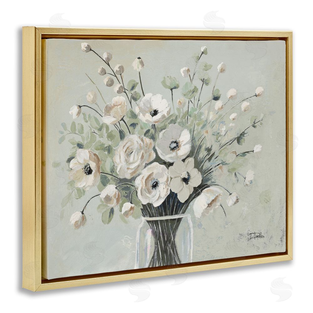 Patricia Pinto Siempre Bella Bouquet Gold Floating Frame Canvas Wall Art Print