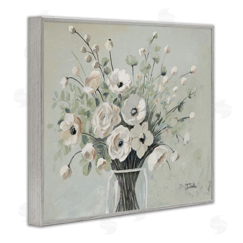 Patricia Pinto Siempre Bella Bouquet Gray Framed Giclee Wall Art Print
