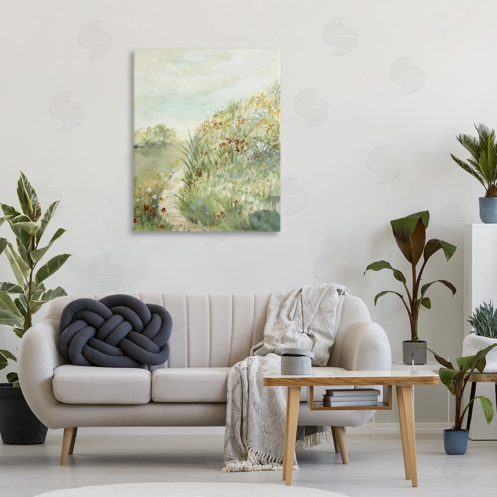 Lanie Loreth Hilltop Blooms & Winding Trail Stretched Canvas Wall Art in Room
