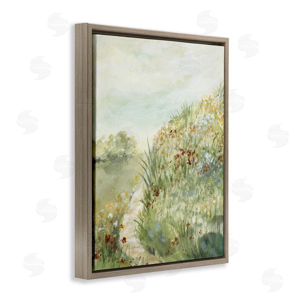 Lanie Loreth Hilltop Blooms & Winding Trail Brown Floating Frame Canvas Wall Art