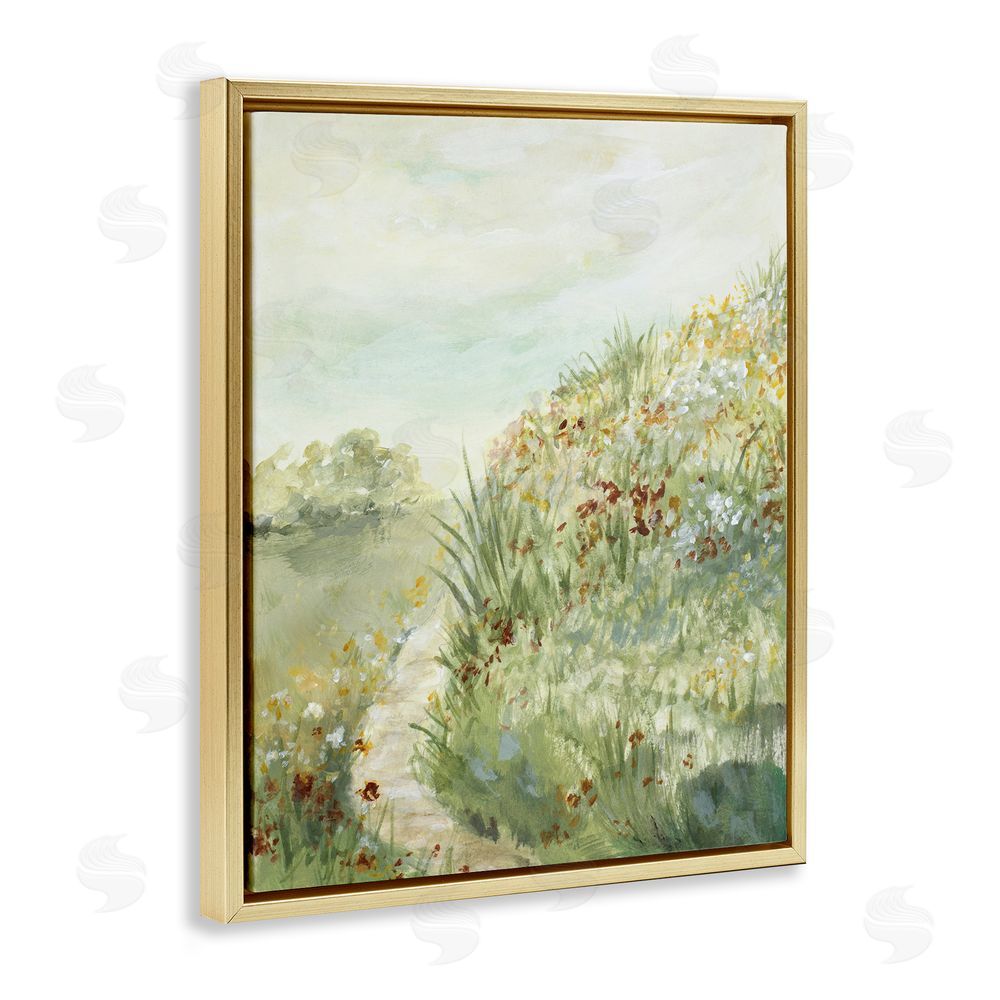 Lanie Loreth Hilltop Blooms & Winding Trail Gold Floating Frame Canvas Wall Art