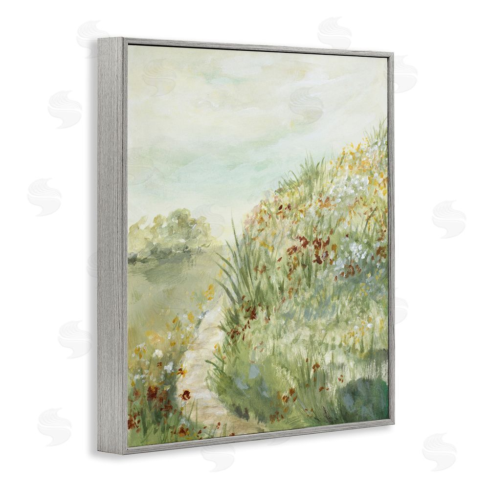 Lanie Loreth Hilltop Blooms & Winding Trail Gray Framed Giclee Wall Art Print