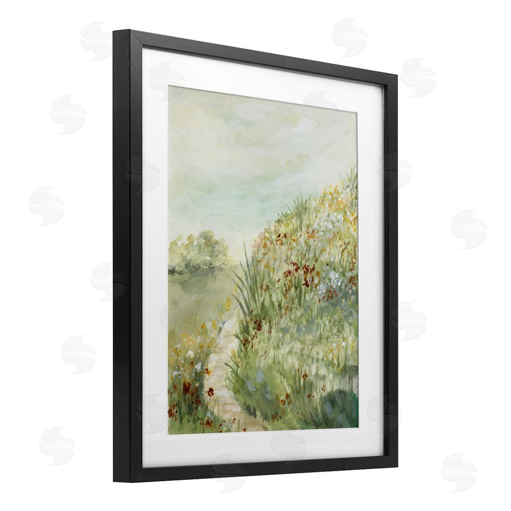 Lanie Loreth Hilltop Blooms & Winding Trail Black Framed Print Under Glass with Mat Wall Art