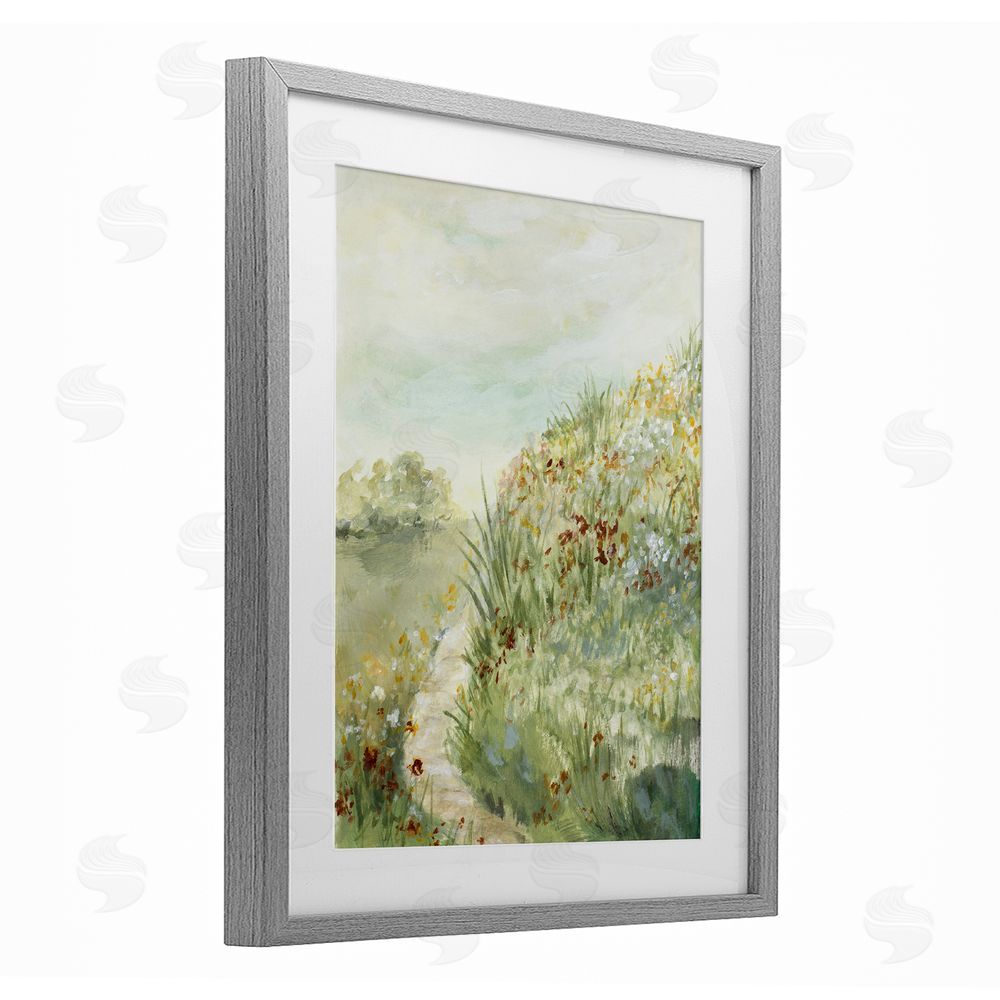 Lanie Loreth Hilltop Blooms & Winding Trail Gray Framed Print Under Glass with Mat Wall Art