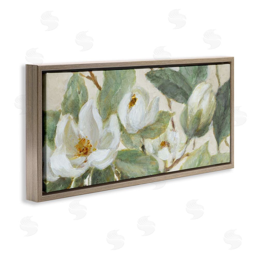 Lanie Loreth Delicate Magnolia Dreaming Brown Floating Frame Canvas Wall Art