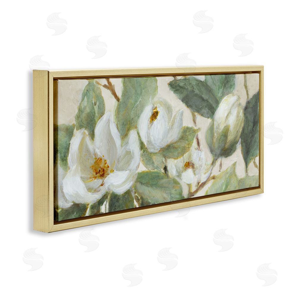 Lanie Loreth Delicate Magnolia Dreaming Gold Floating Frame Canvas Wall Art