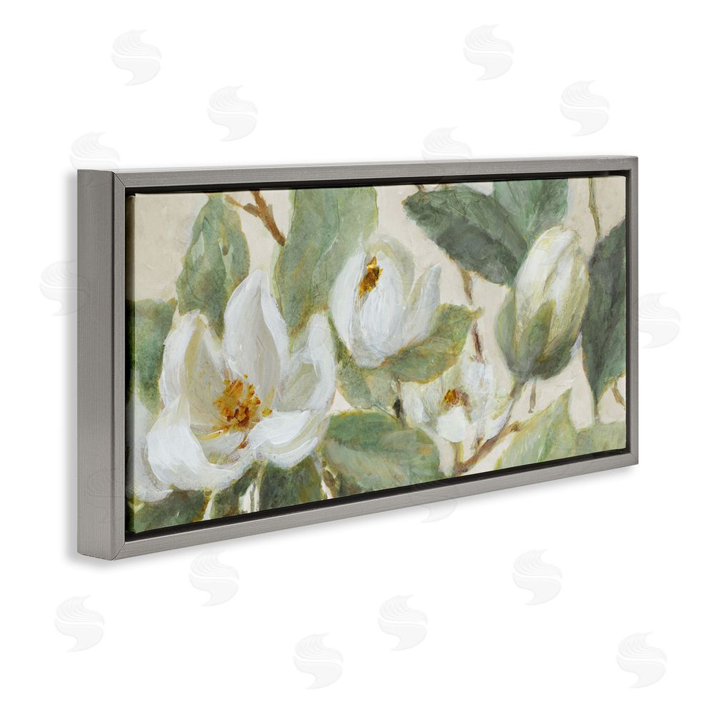 Lanie Loreth Delicate Magnolia Dreaming Gray Floating Frame Canvas Wall Art