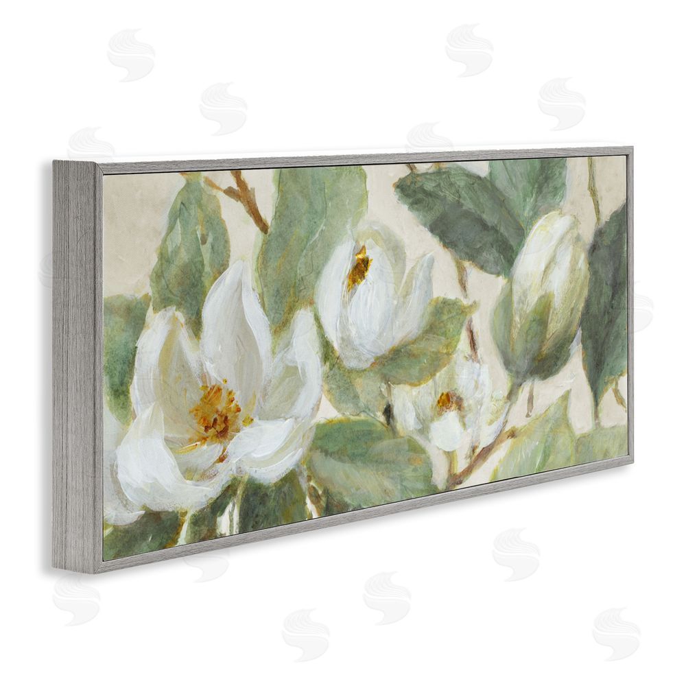 Lanie Loreth Delicate Magnolia Dreaming Gray Framed Giclee Wall Art Print