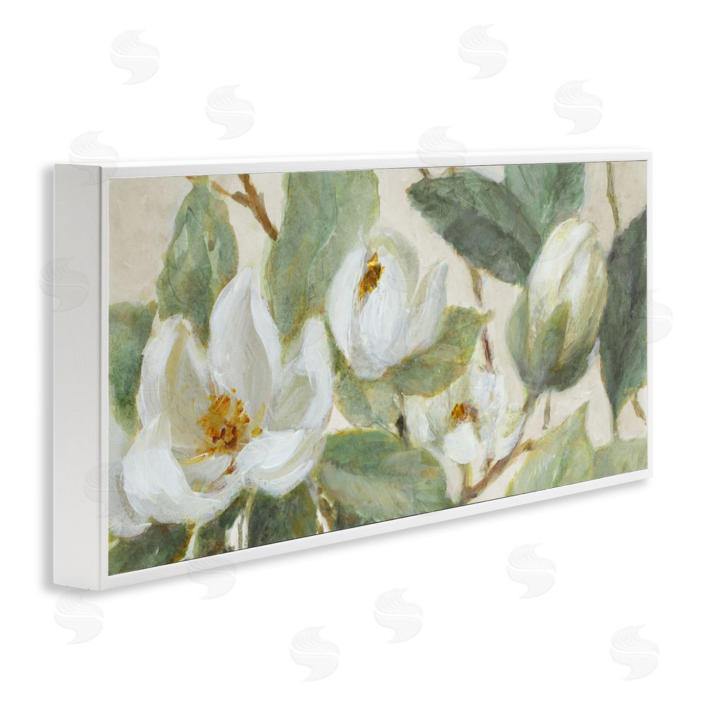 Lanie Loreth Delicate Magnolia Dreaming White Framed Giclee Wall Art Print