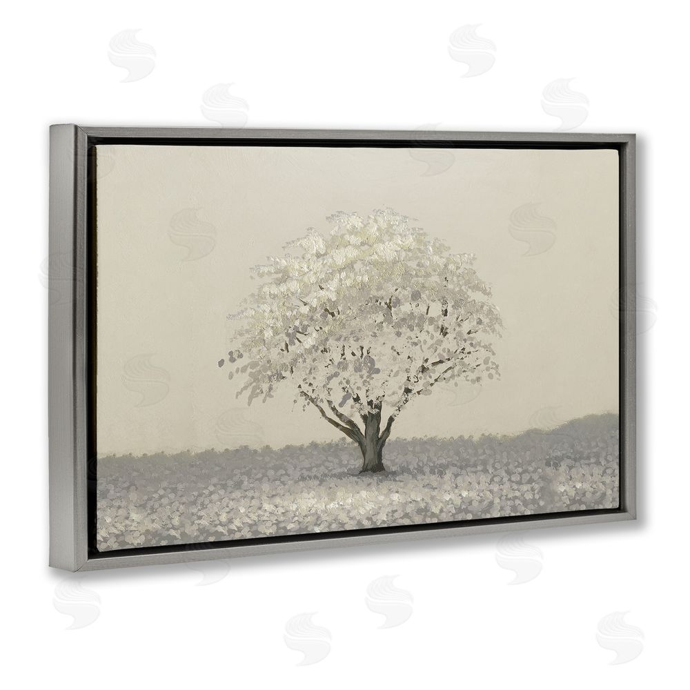 Michael Marcon Neutral Radiance Tree Gray Floating Frame Canvas Wall Art Print