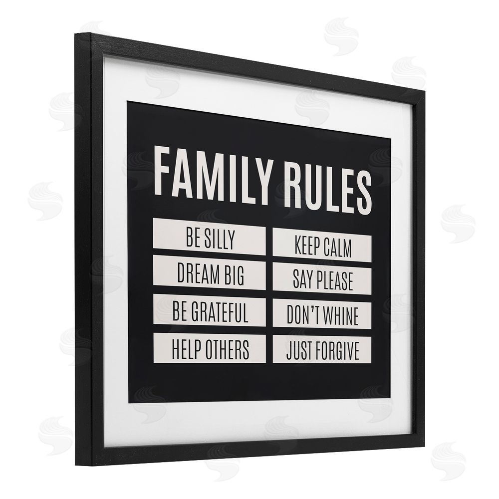 Sundance Graphics Family Rules Simple Black Black Framed Print Under Glass Wall Art