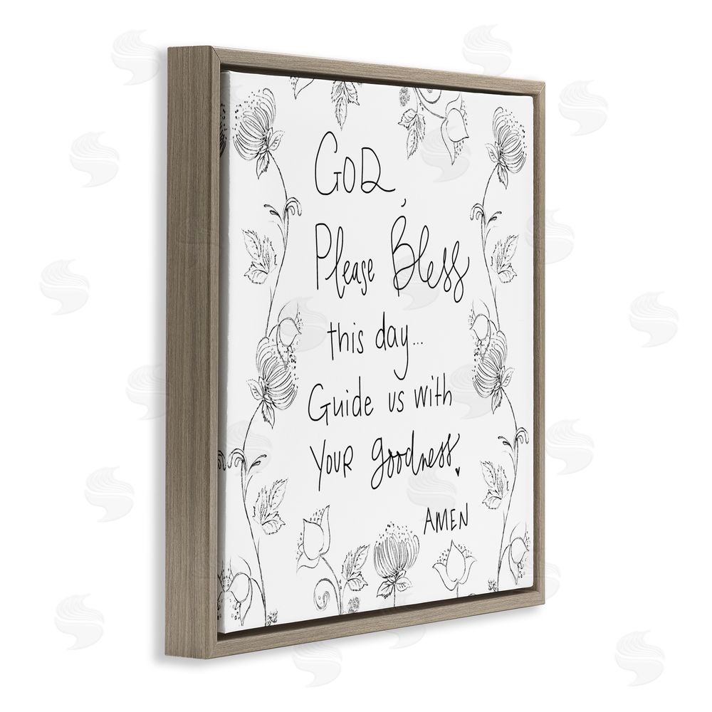 Sundance Graphics God Bless This Day Brown Floating Frame Canvas Wall Art Print