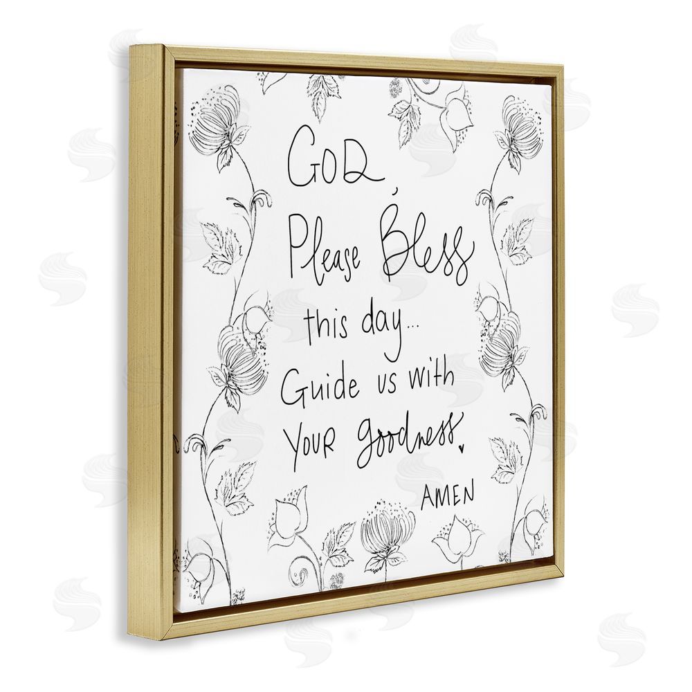 Sundance Graphics God Bless This Day Gold Floating Frame Canvas Wall Art Print