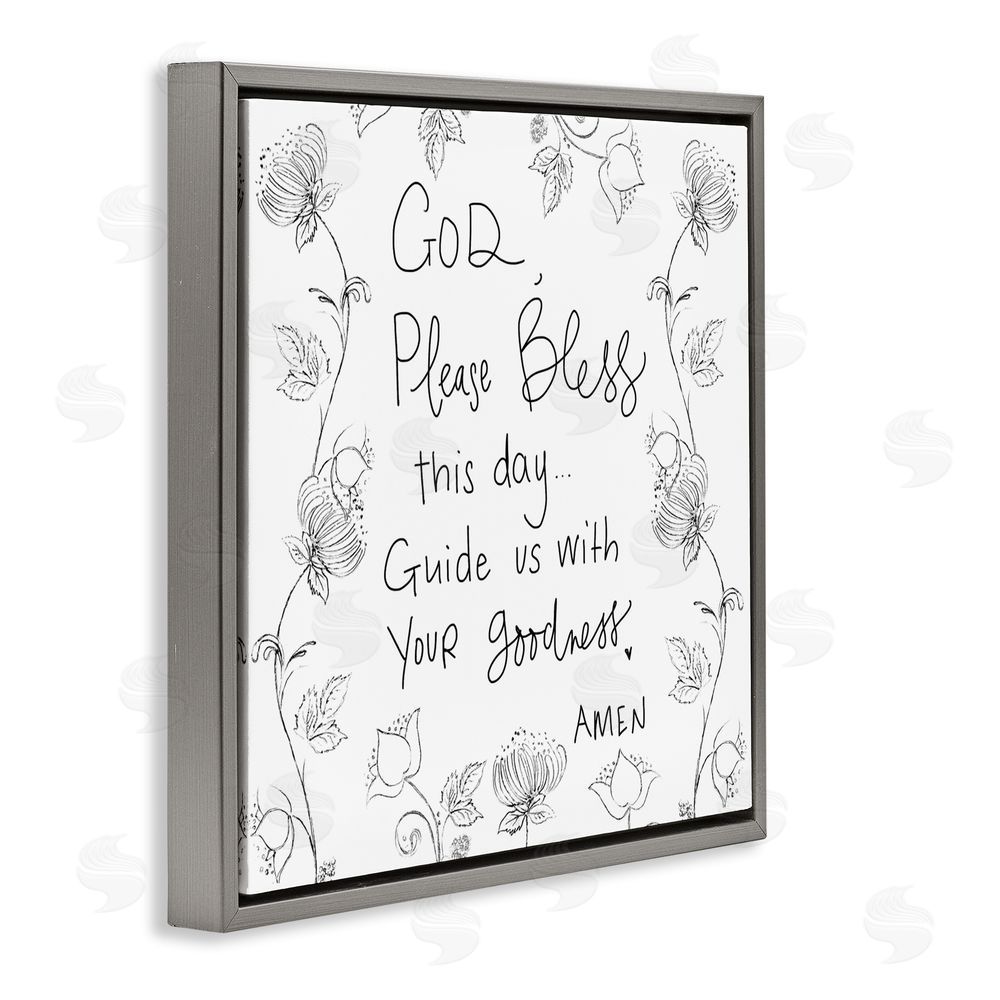 Sundance Graphics God Bless This Day Gray Floating Frame Canvas Wall Art Print