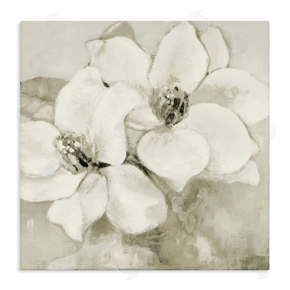 Lanie Loreth Subtle Beige Magnolias Stretched Canvas Wall Art Print