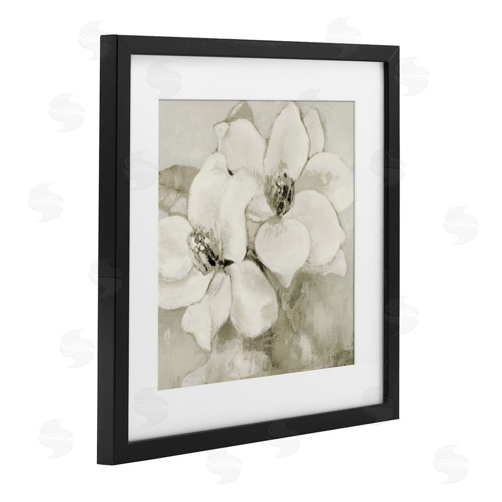 Lanie Loreth Subtle Beige Magnolias Black Framed Print Under Glass Wall Art
