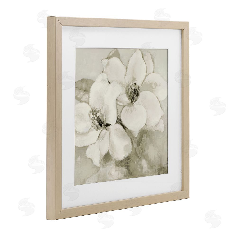 Lanie Loreth Subtle Beige Magnolias Birch Framed Print Under Glass Wall Art