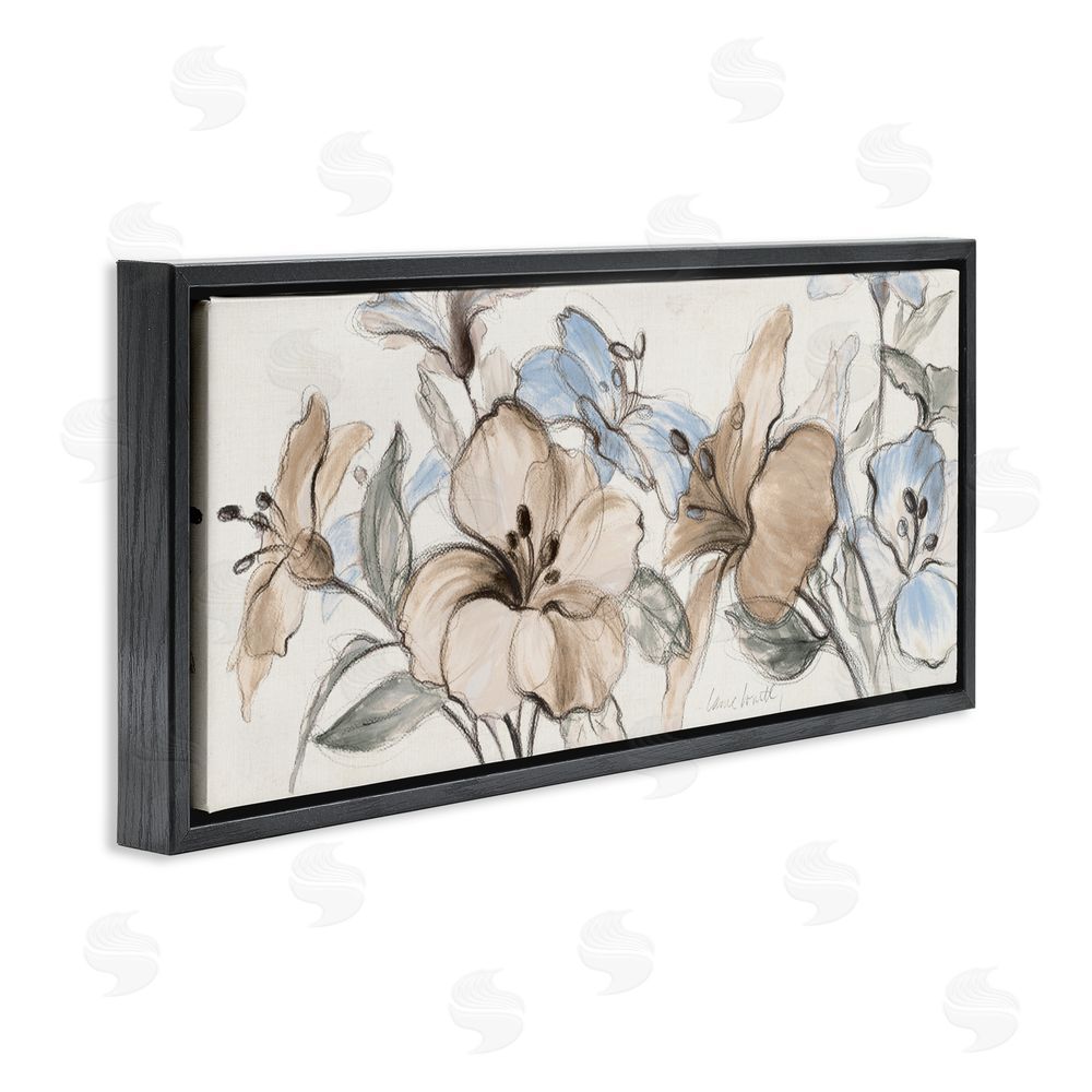 Lanie Loreth Whispering Florals Neutral Black Floating Frame Canvas Wall Art Print