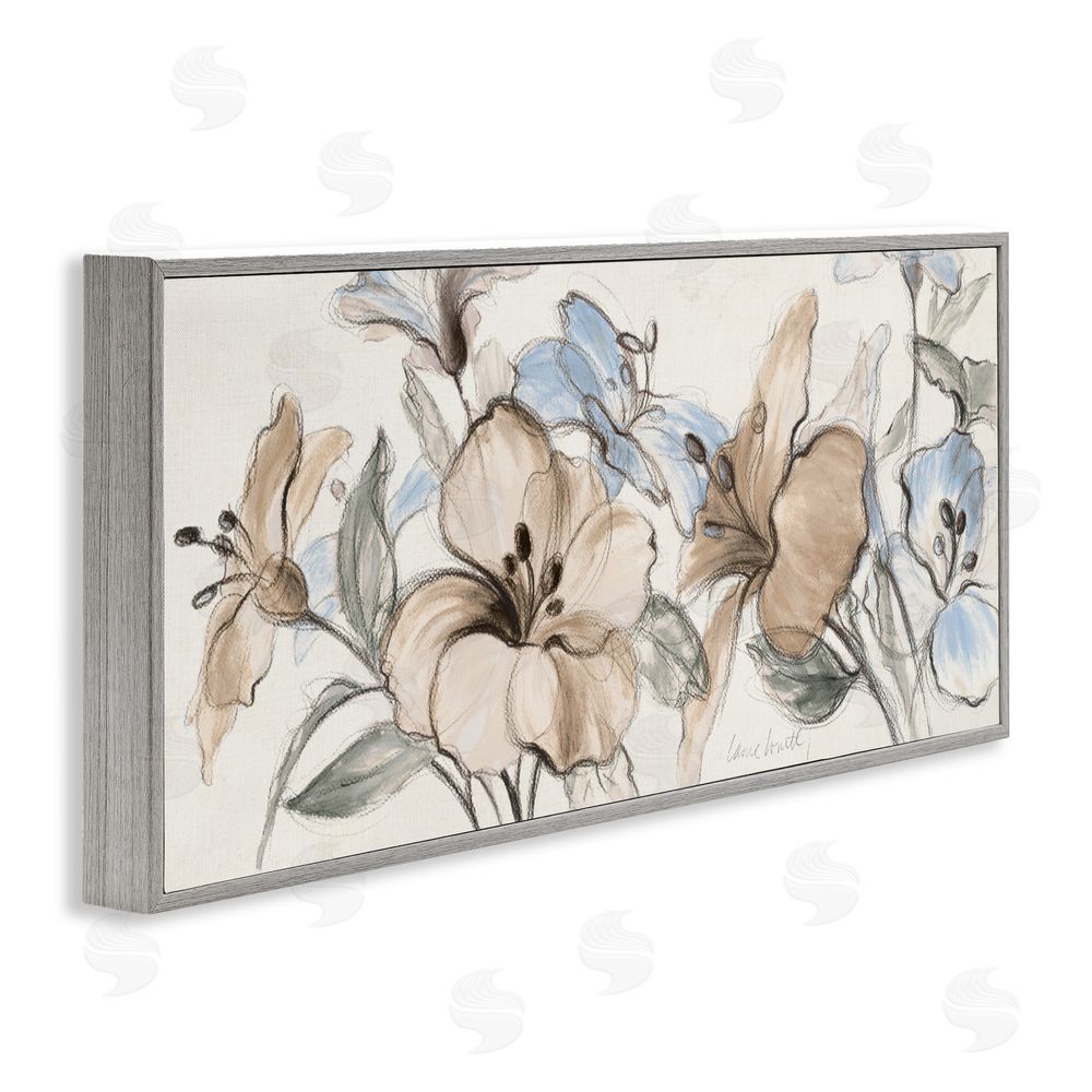 Lanie Loreth Whispering Florals Neutral Gray Framed Giclee Wall Art Print