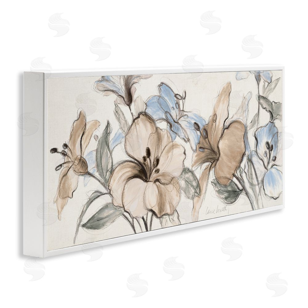 Lanie Loreth Whispering Florals Neutral White Framed Giclee Wall Art Print