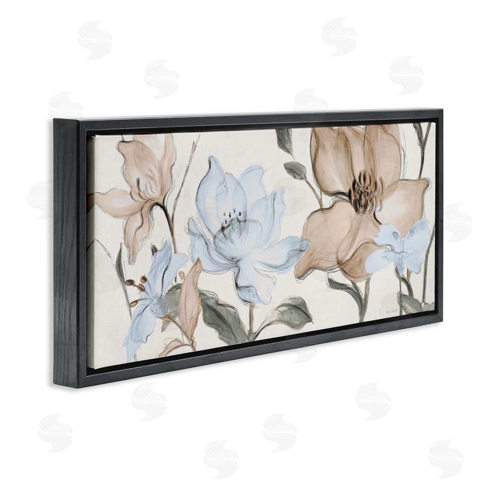 Lanie Loreth Soft Whispering Florals Black Floating Frame Canvas Wall Art Print