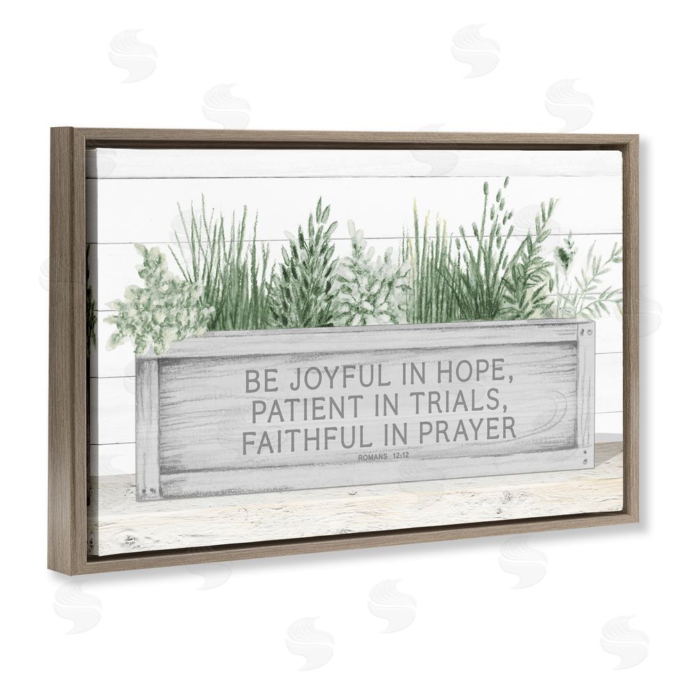 Sundance Graphics Be Joyful Flower Box Brown Floating Frame Canvas Wall Art Print