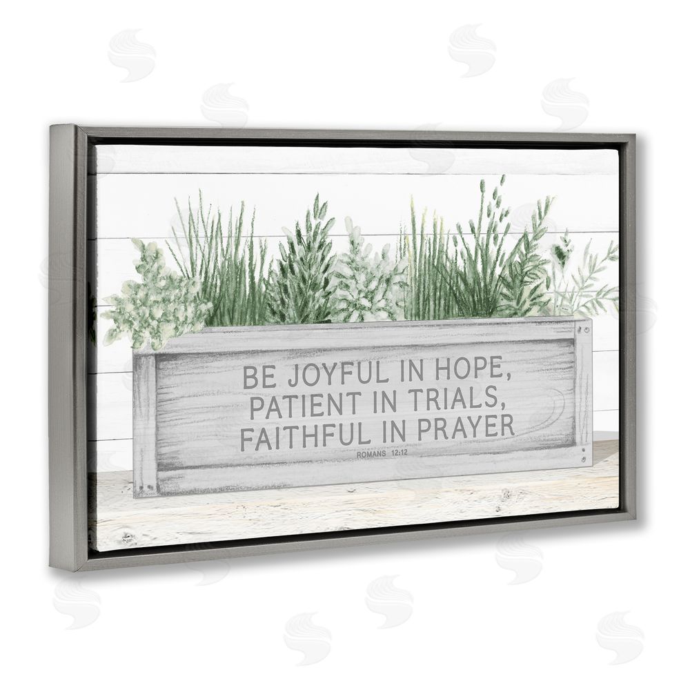 Sundance Graphics Be Joyful Flower Box Gray Floating Frame Canvas Wall Art Print