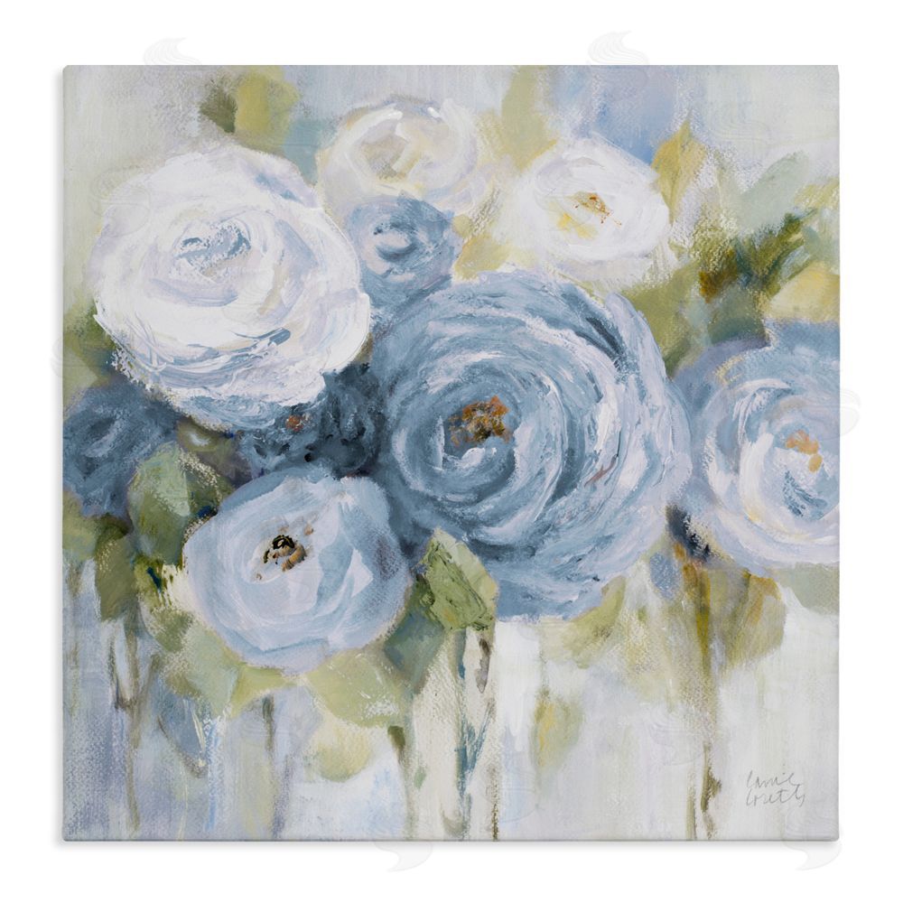 Lanie Loreth Softly Blooming In Blues Stretched Canvas Wall Art Print