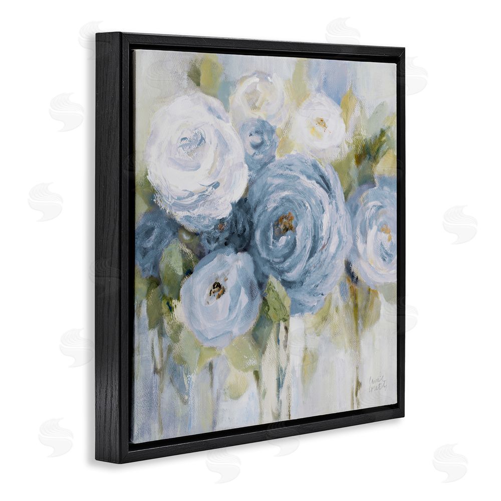 Lanie Loreth Softly Blooming In Blues Black Floating Frame Canvas Wall Art Print