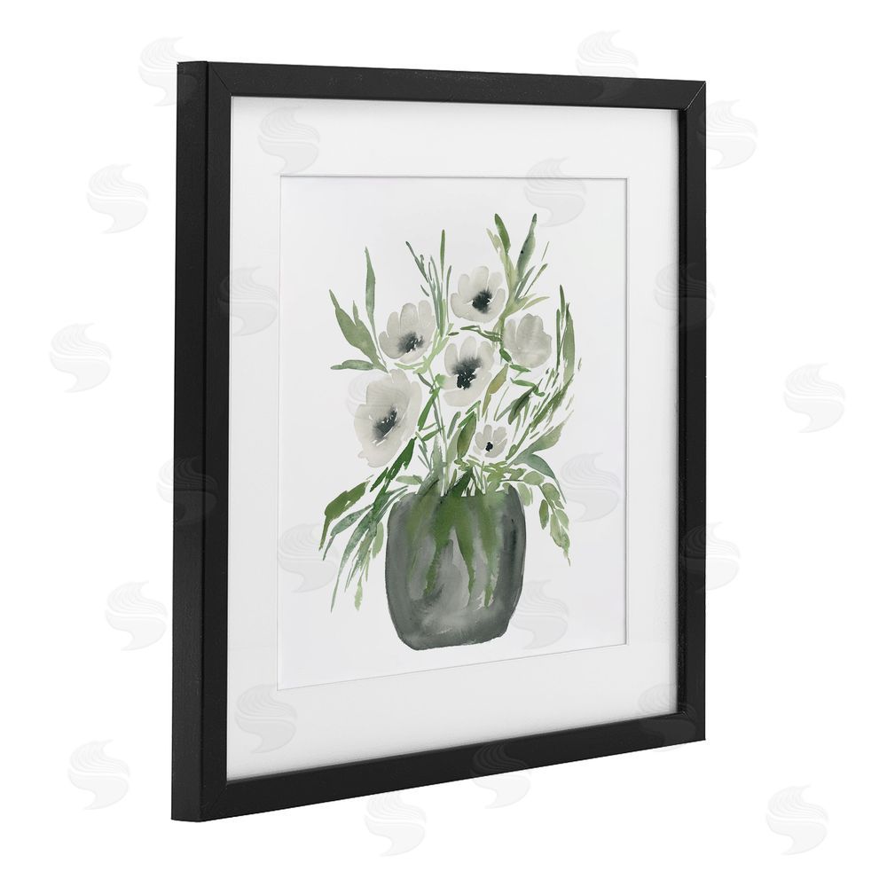 Lucille Price Soft White Anemones Black Framed Print Under Glass Wall Art
