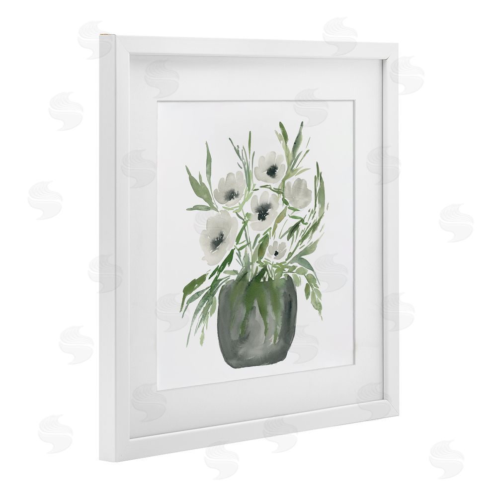 Lucille Price Soft White Anemones White Framed Print Under Glass Wall Art