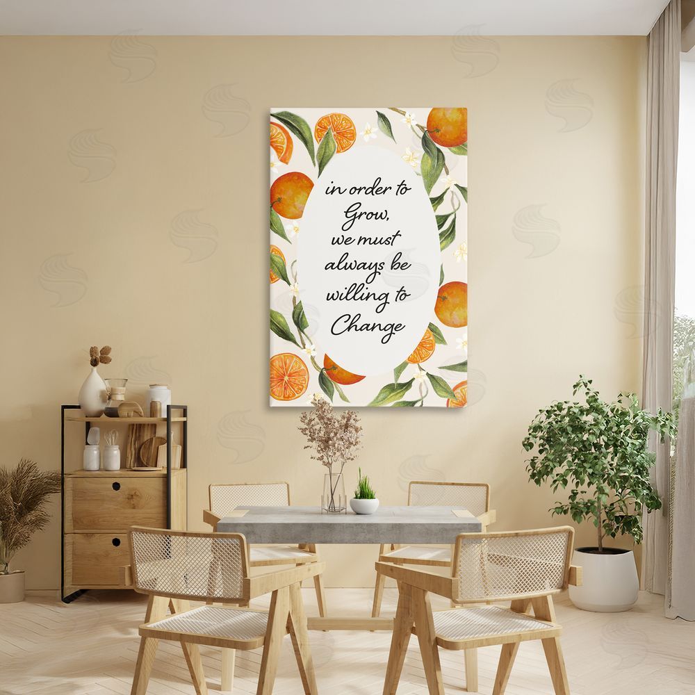 Janice Gaynor Willing To Change Quote Stretched Canvas Wall Art in Room