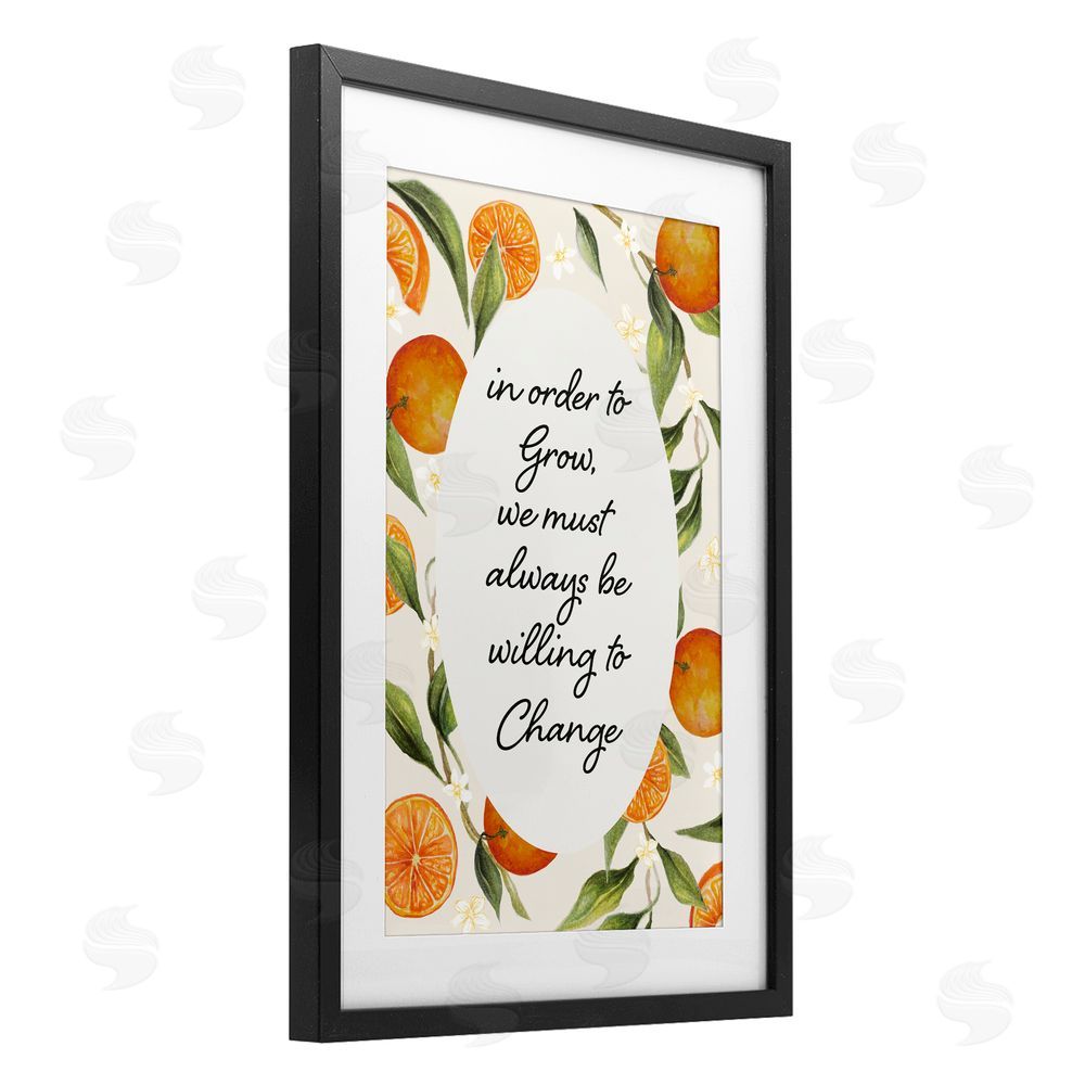 Janice Gaynor Willing To Change Quote Black Framed Print Under Glass Wall Art