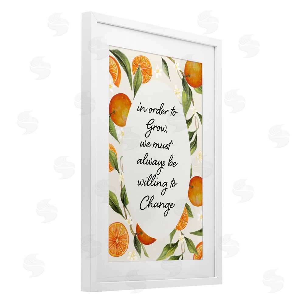 Janice Gaynor Willing To Change Quote White Framed Print Under Glass Wall Art