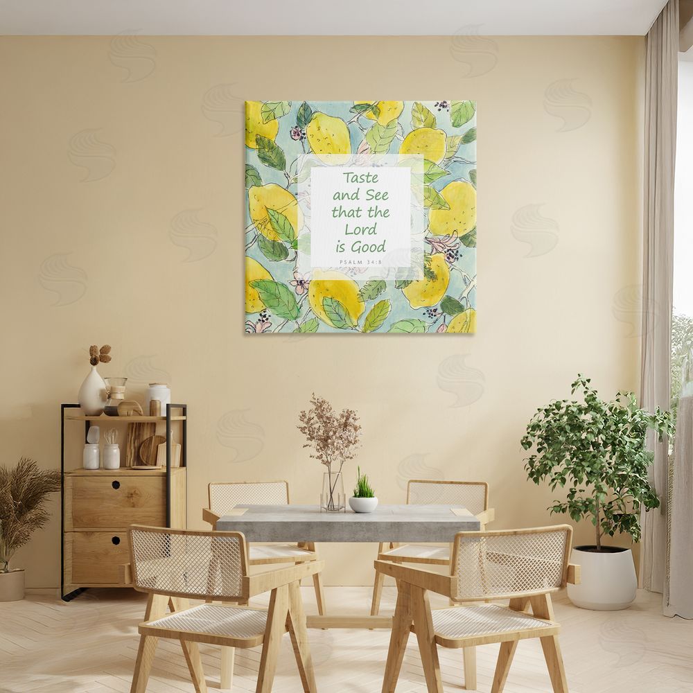 Lanie Loreth Taste & See Lord Is Good Stretched Canvas Wall Art Print in Room