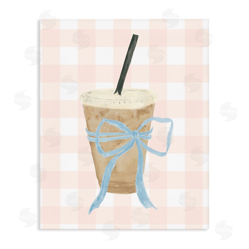 Sundance Graphics Iced Coffee on Gingham Canvas Wall Art Print