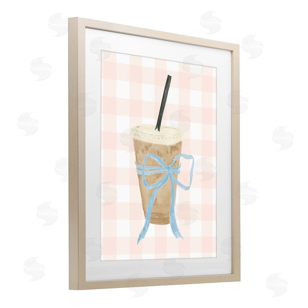 Sundance Graphics Iced Coffee on Gingham Birch Framed Print Under Glass Wall Art