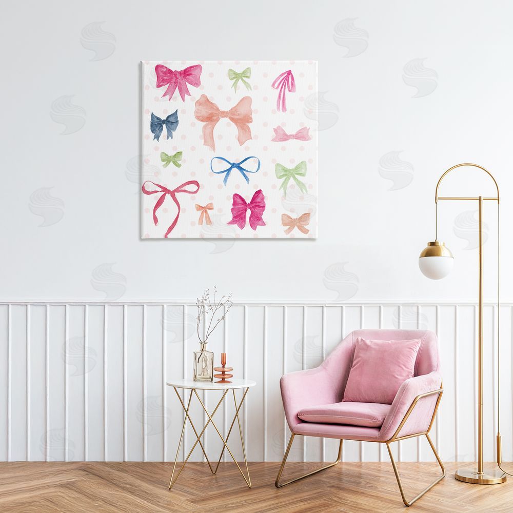 Sundance Graphics Colored Bows on Plaid Canvas Wall Art Print in Room