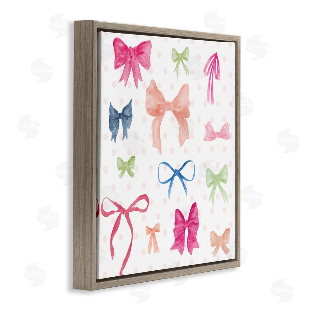 Sundance Graphics Colored Bows on Plaid Brown Floating Frame Canvas Wall Art Print