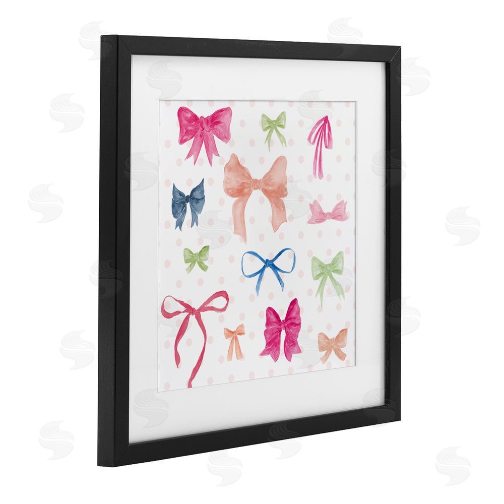 Sundance Graphics Colored Bows on Plaid Black Framed Print Under Glass Wall Art