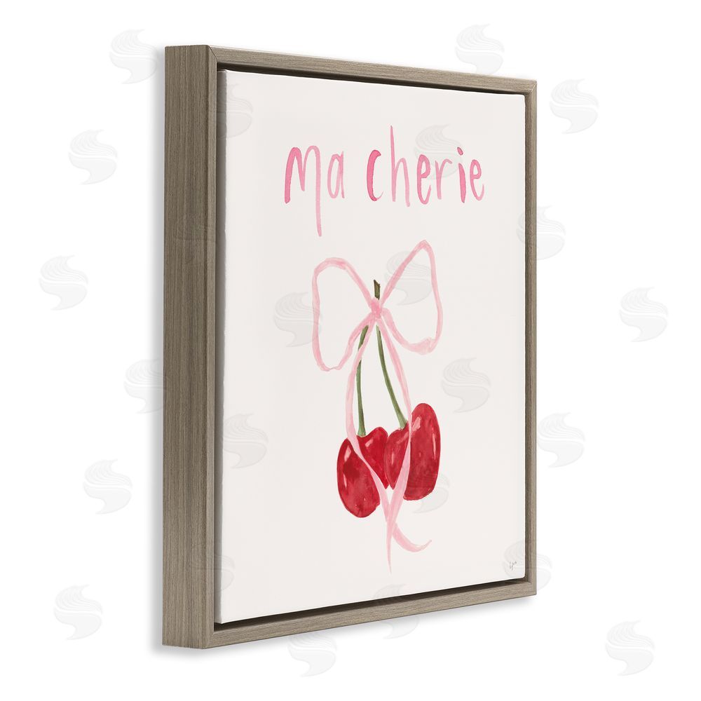 Sundance Graphics Ma Cherie Ribboned Cherries Brown Floating Frame Canvas Wall Art Print