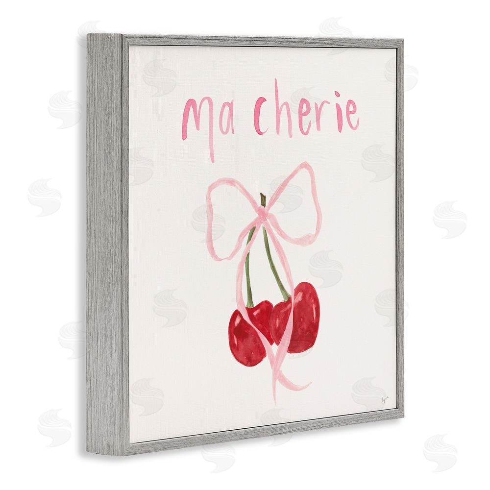 Sundance Graphics Ma Cherie Ribboned Cherries Gray Framed Giclee Wall Art Print