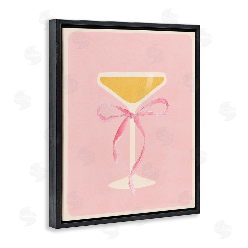 Sundance Graphics Champagne Party Glass Black Floating Frame Canvas Wall Art Print